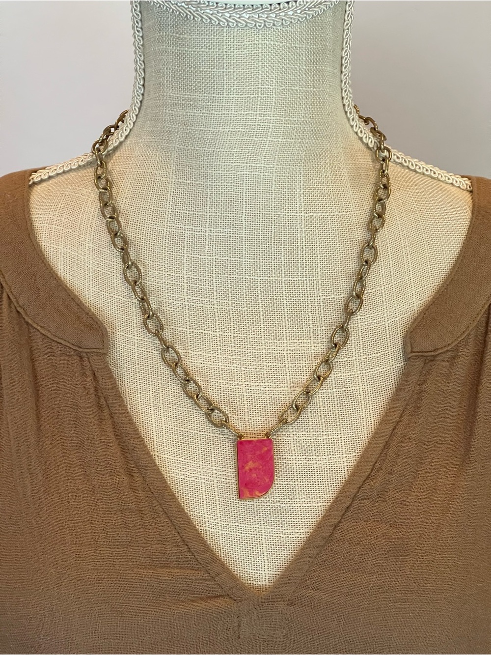 Pink Turquoise Pendant Necklace